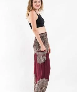 HaremPants.com Floral Mandalas Women's Harem Pants In Maroon