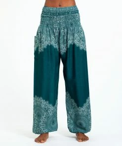 HaremPants.com Floral Mandalas Women's Harem Pants In Teal