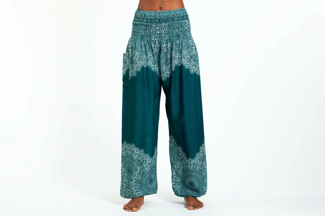 HaremPants.com Floral Mandalas Women's Harem Pants In Teal 4 HaremPants.com Floral Mandalas Women's Harem Pants In Teal
