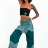 HaremPants.com Floral Mandalas Women's Harem Pants In Teal
