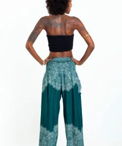 HaremPants.com Floral Mandalas Women's Harem Pants In Teal 9 HaremPants.com Floral Mandalas Women's Harem Pants In Teal