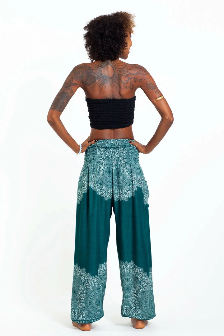 HaremPants.com Floral Mandalas Women's Harem Pants In Teal 6 HaremPants.com Floral Mandalas Women's Harem Pants In Teal