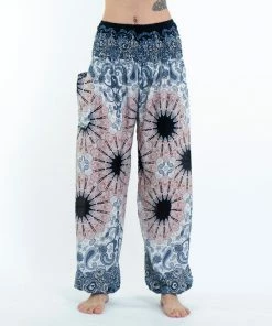 HaremPants.com Paisley Mandalas Women's Harem Pants In Silver Gray