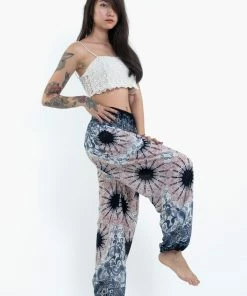 HaremPants.com Paisley Mandalas Women's Harem Pants In Silver Gray