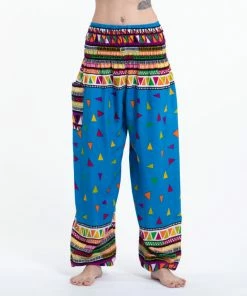 HaremPants.com Triangles Women's Harem Pants In Ocean Blue