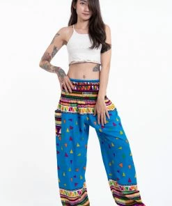 HaremPants.com Triangles Women's Harem Pants In Ocean Blue