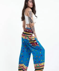 HaremPants.com Triangles Women's Harem Pants In Ocean Blue