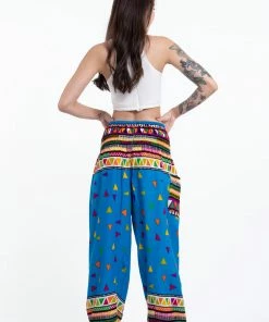 HaremPants.com Triangles Women's Harem Pants In Ocean Blue
