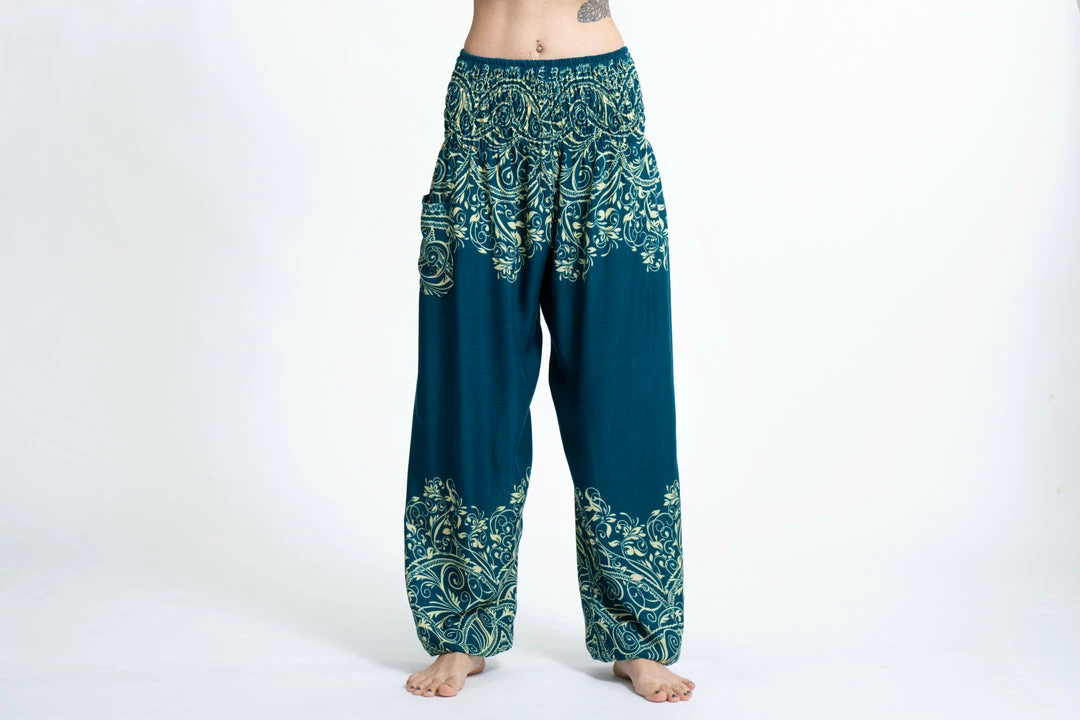 HaremPants.com Vines Women's Harem Pants In Turquoise 4 HaremPants.com Vines Women's Harem Pants In Turquoise