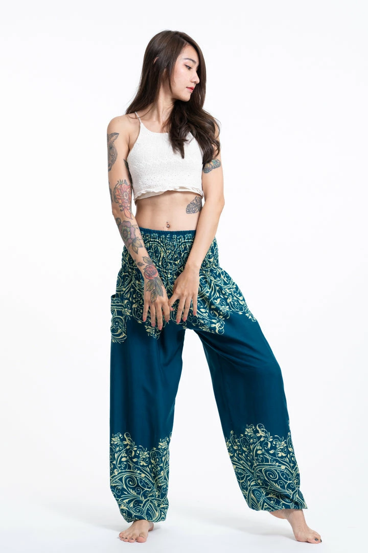 HaremPants.com Vines Women's Harem Pants In Turquoise 3 HaremPants.com Vines Women's Harem Pants In Turquoise