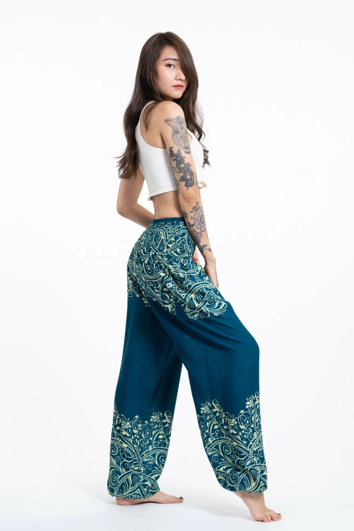 HaremPants.com Vines Women's Harem Pants In Turquoise 5 HaremPants.com Vines Women's Harem Pants In Turquoise