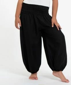 HaremPants.com High Cut Solid Color Kids Harem Pants In Black