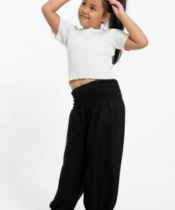 HaremPants.com High Cut Solid Color Kids Harem Pants In Black