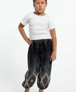 HaremPants.com Diamond Peacock Kids Harem Pants In Black High Cut