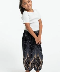 HaremPants.com Diamond Peacock Kids Harem Pants In Black High Cut