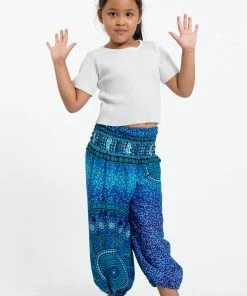 HaremPants.com High Cut Tribal Chakras Kids Harem Pants In Blue