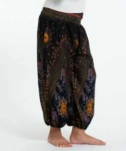 HaremPants.com Summer Super Sale 2022 Peacock Eye Kids Harem Pants In Black