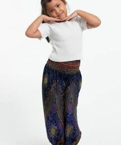 HaremPants.com Peacock Eye Kids Harem Pants In Navy