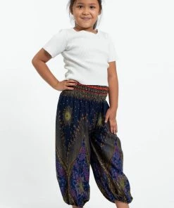 HaremPants.com Peacock Eye Kids Harem Pants In Navy