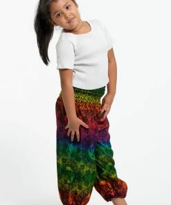 HaremPants.com Rainbow Elephant Kids Elephant Pants In Green High Cut