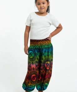 HaremPants.com Summer Super Sale 2022 Rainbow Elephant Kids Elephant Pants In Orange