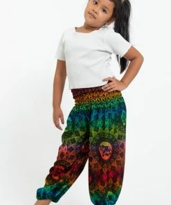 HaremPants.com Summer Super Sale 2022 Rainbow Elephant Kids Elephant Pants In Orange