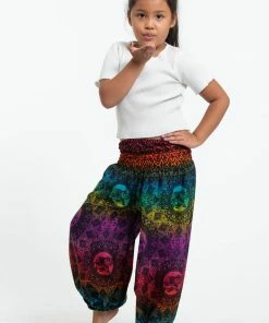 HaremPants.com Rainbow Elephant Kids Elephant Pants In Purple High Cut