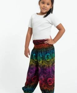 HaremPants.com Rainbow Elephant Kids Elephant Pants In Purple High Cut