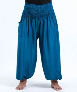 HaremPants.com Plus Size Solid Color Women's Harem Pants In Aqua Blue