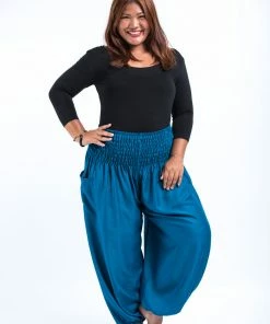 HaremPants.com Plus Size Solid Color Women's Harem Pants In Aqua Blue