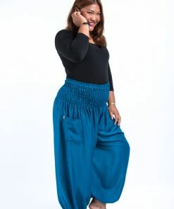 HaremPants.com Plus Size Solid Color Women's Harem Pants In Aqua Blue