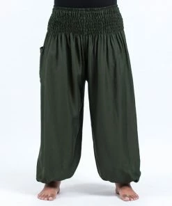 HaremPants.com Plus Size Solid Color Women's Harem Pants In Dark Green