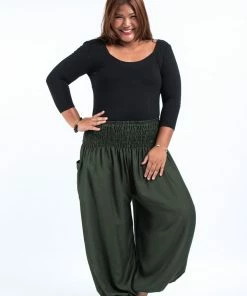 HaremPants.com Plus Size Solid Color Women's Harem Pants In Dark Green