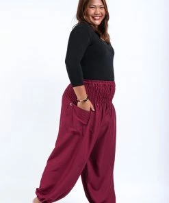 HaremPants.com Plus Size Solid Color Women's Harem Pants In Red