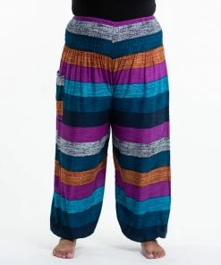 HaremPants.com Plus Size Boho Blue Striped Women's Harem Pants