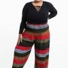 HaremPants.com Plus Size Boho Green Striped Women's Harem Pants