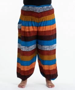 HaremPants.com Plus Size Boho Rust Striped Women's Harem Pants