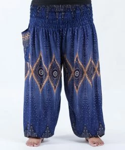 HaremPants.com Plus Size Diamond Peacock Women's Harem Pants In Blue