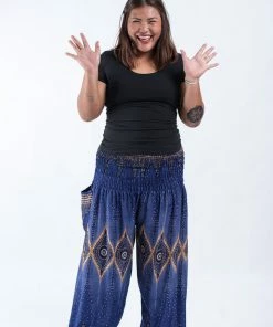 HaremPants.com Plus Size Diamond Peacock Women's Harem Pants In Blue