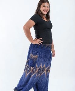 HaremPants.com Plus Size Diamond Peacock Women's Harem Pants In Blue