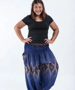 HaremPants.com Plus Size Diamond Peacock Women's Harem Pants In Blue