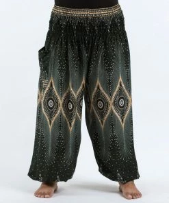 HaremPants.com Plus Size Diamond Peacock Women's Harem Pants In Green