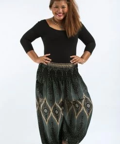 HaremPants.com Plus Size Diamond Peacock Women's Harem Pants In Green