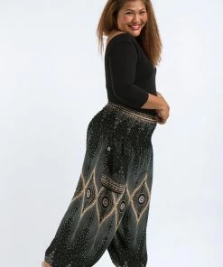 HaremPants.com Plus Size Diamond Peacock Women's Harem Pants In Green