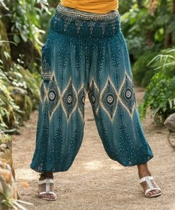 HaremPants.com Plus Size Diamond Peacock Women's Harem Pants In Turquoise
