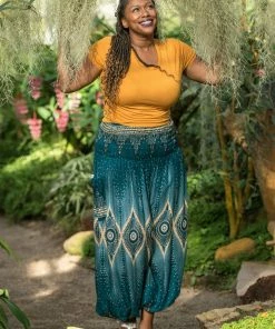 HaremPants.com Plus Size Diamond Peacock Women's Harem Pants In Turquoise