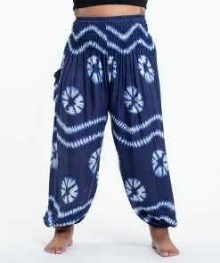 HaremPants.com Plus Size Tie Dye Women's Harem Pants In Indigo