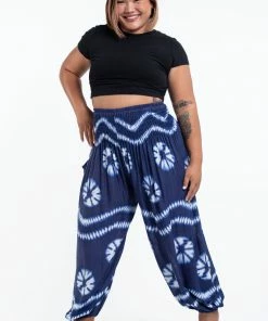 HaremPants.com Plus Size Tie Dye Women's Harem Pants In Indigo