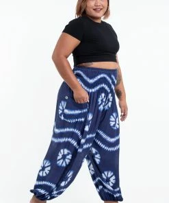 HaremPants.com Plus Size Tie Dye Women's Harem Pants In Indigo