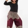 HaremPants.com Plus Size Floral Mandalas Women's Harem Pants In Maroon